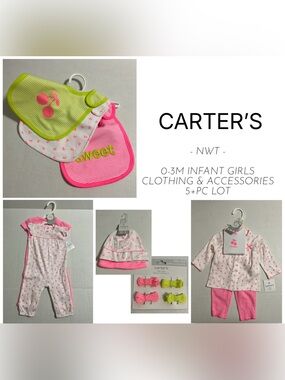 🆕CARTER’S - 3M - NWT - 5+PCS INFANT GIRLS CHERRY CLOTHING & ACCESSORIES
